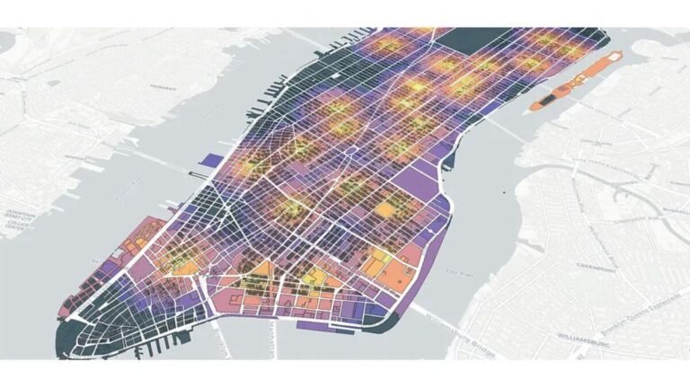 Geospatial analysis transport operations map showing demand corridors