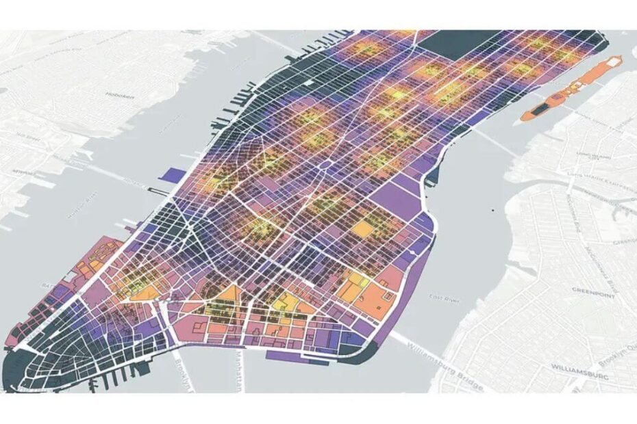 Geospatial analysis transport operations map showing demand corridors